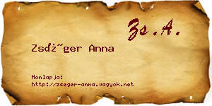 Zséger Anna névjegykártya